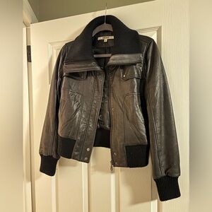 DKNY Black Leather Jacket for Women Size Small